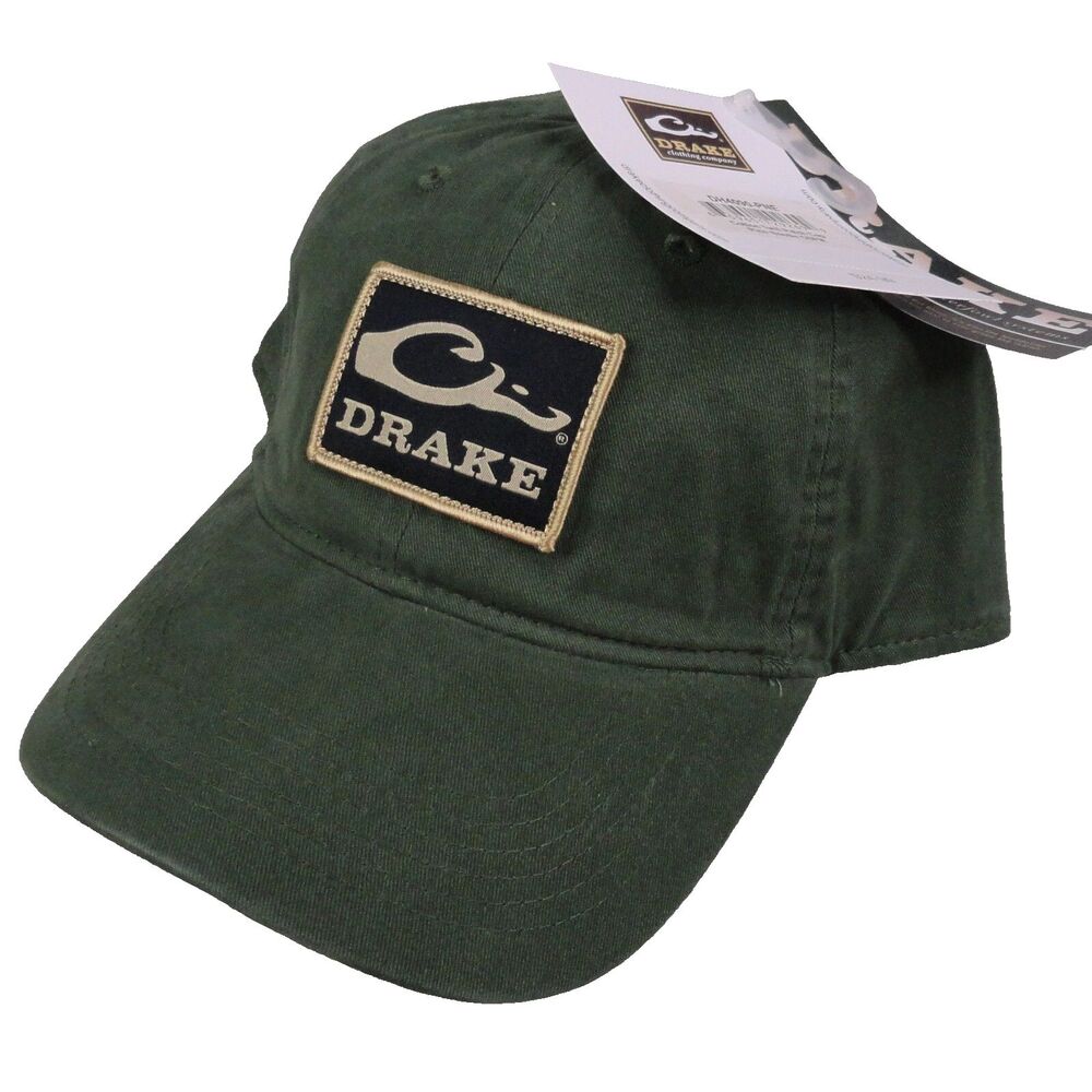 Drake Waterfowl Hat Cap Green Cotton Twill Adjustable Strapback Patch‎ Logo NWT